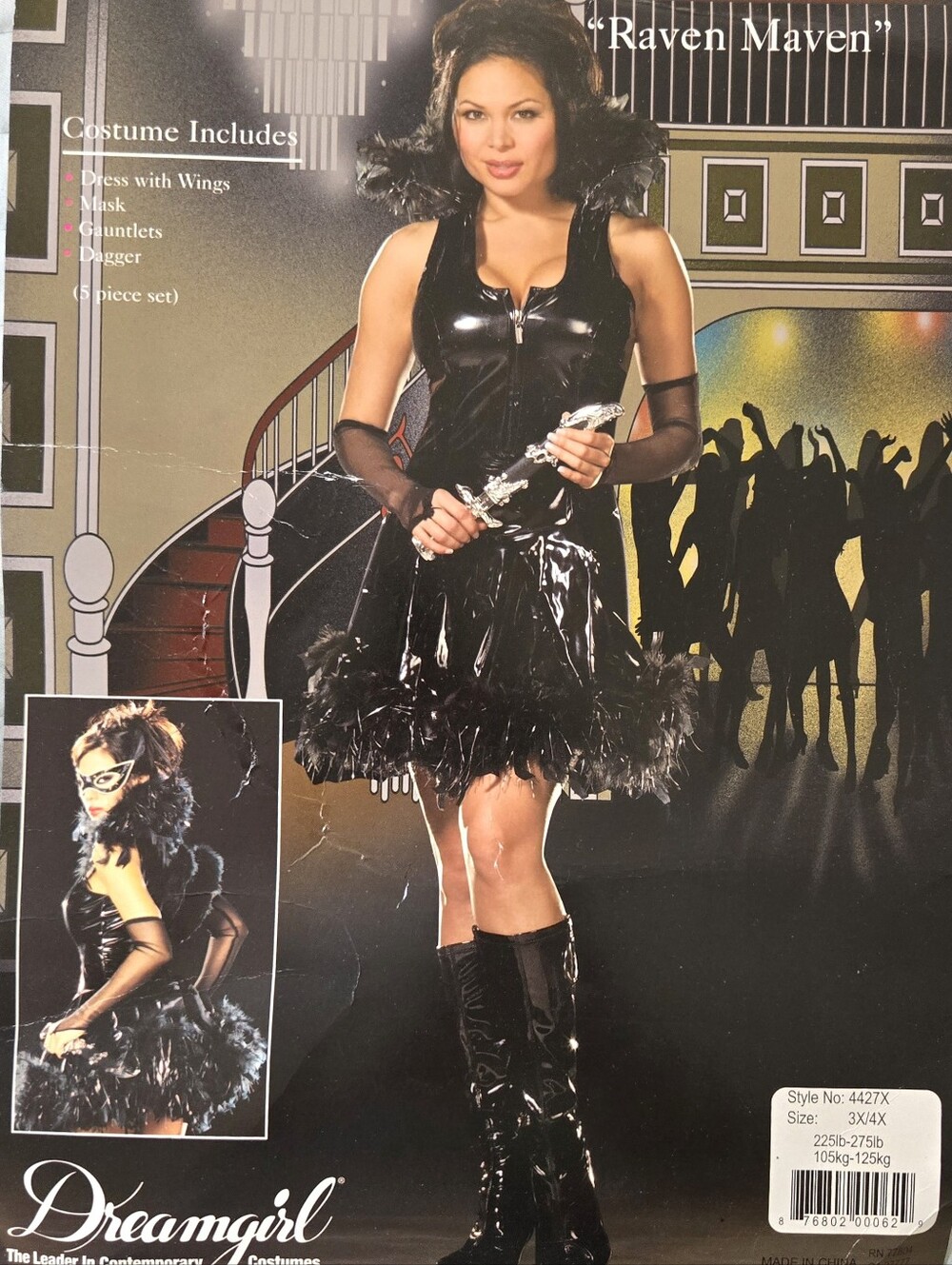 Black Raven Feathered Plus Size 3x Costume